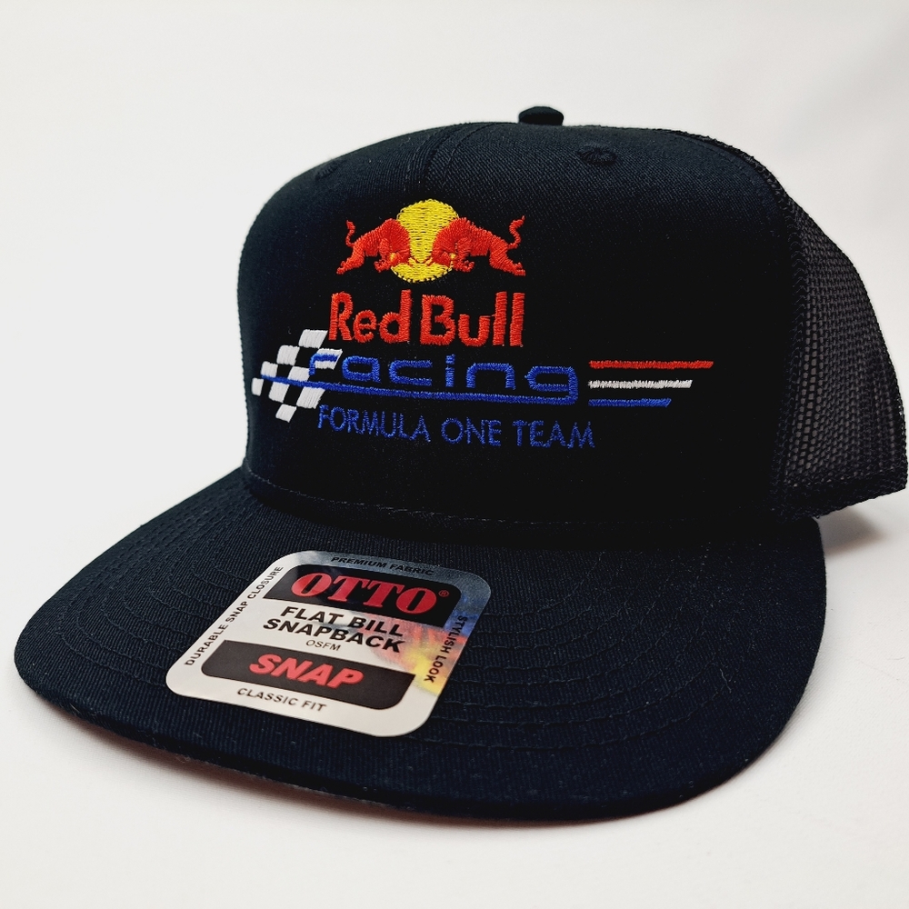 Red Bull Racing  F1 Team Flat Bill Trucker Mesh Snapback Cap Hat Black